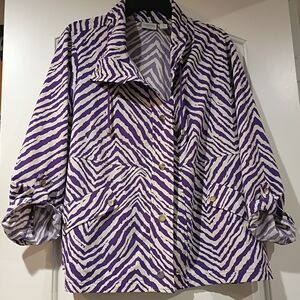 Chico's Purple and White Zebra-Print Utility Jacket